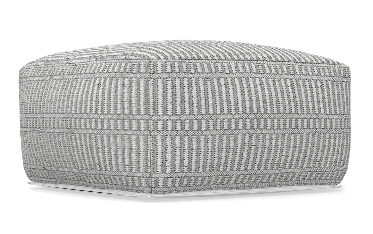 Grey and White | Safford Square Woven Outdoor/ Indoor Pouf