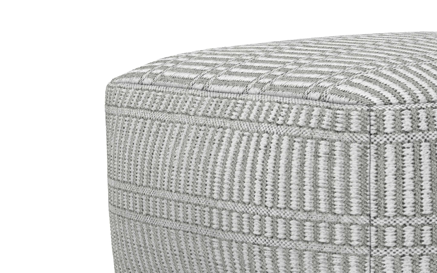 Grey and White | Safford Square Woven Outdoor/ Indoor Pouf