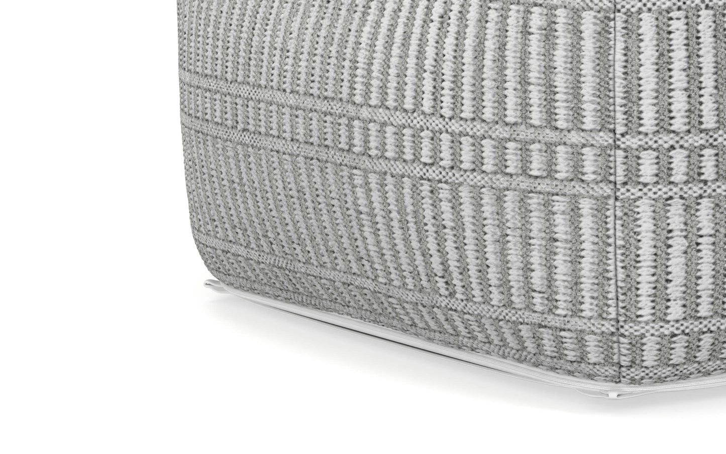 Grey and White | Safford Square Woven Outdoor/ Indoor Pouf