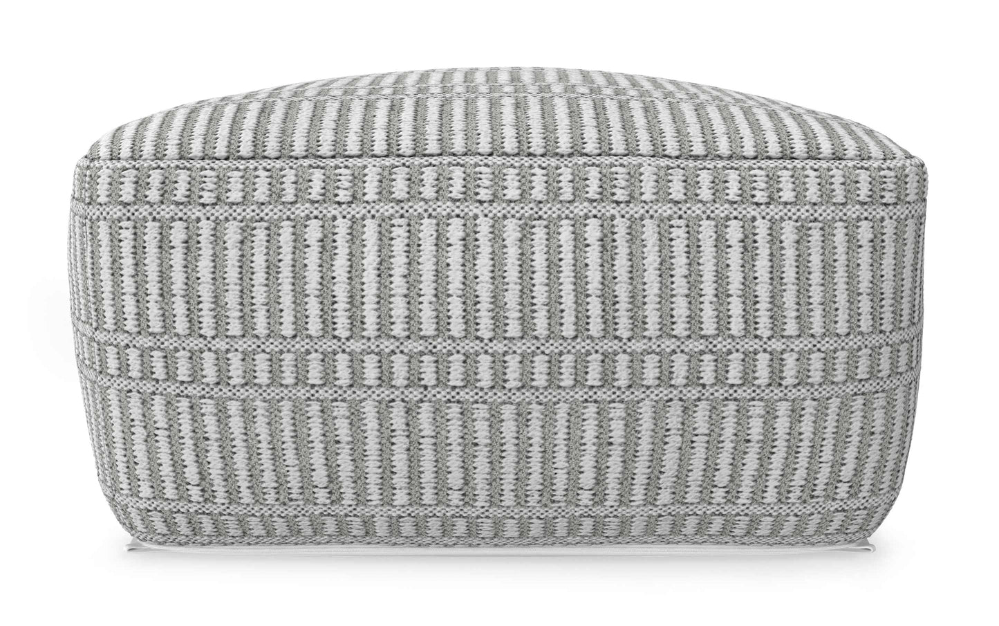Grey and White | Safford Square Woven Outdoor/ Indoor Pouf