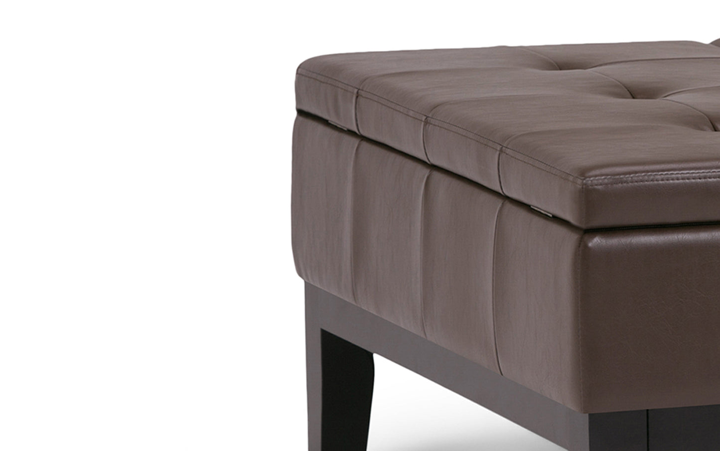 Chocolate Brown Vegan Leather | Dover Square Vegan Leather Coffee Table Storage Ottoman
