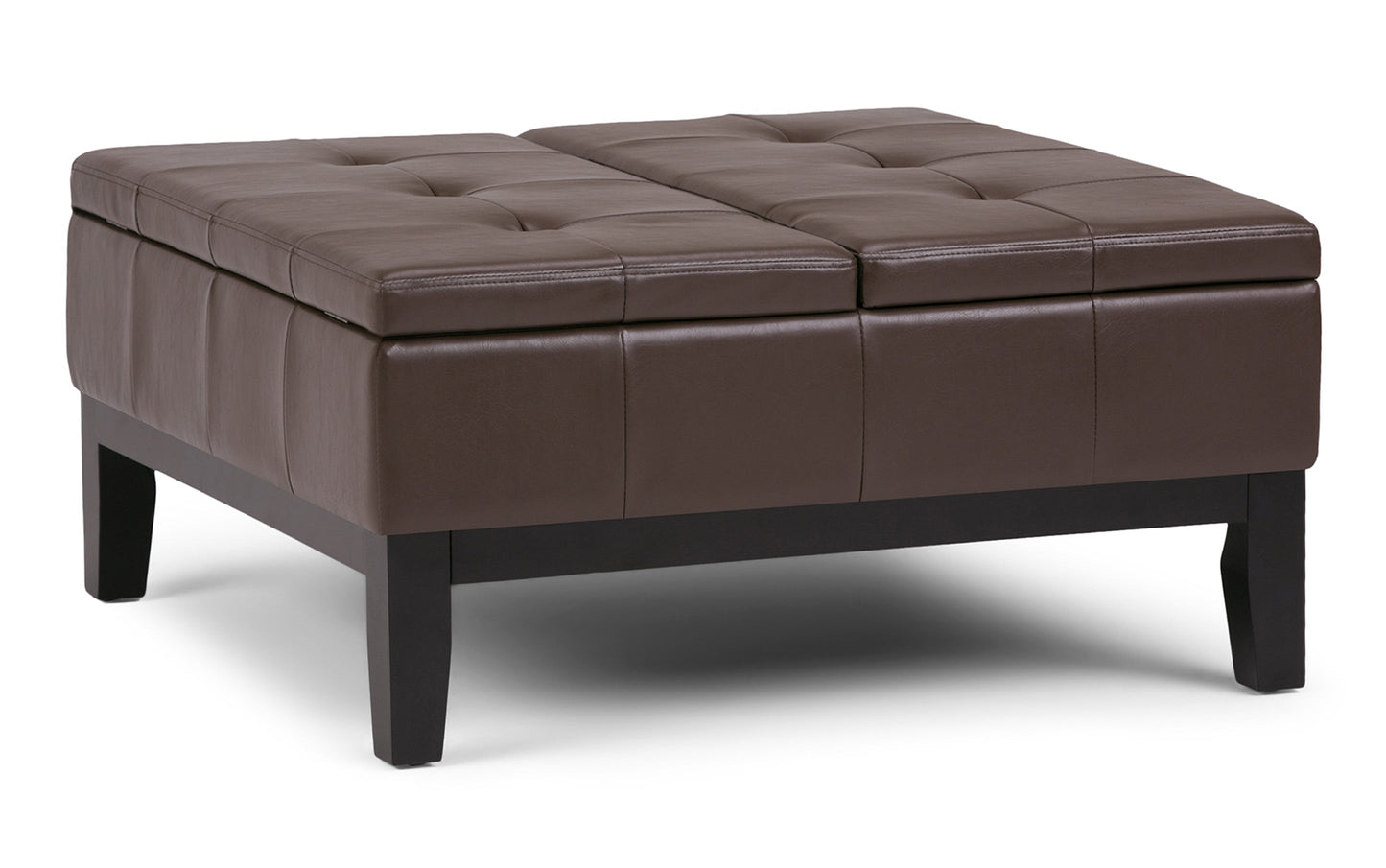 Chocolate Brown Vegan Leather | Dover Square Vegan Leather Coffee Table Storage Ottoman