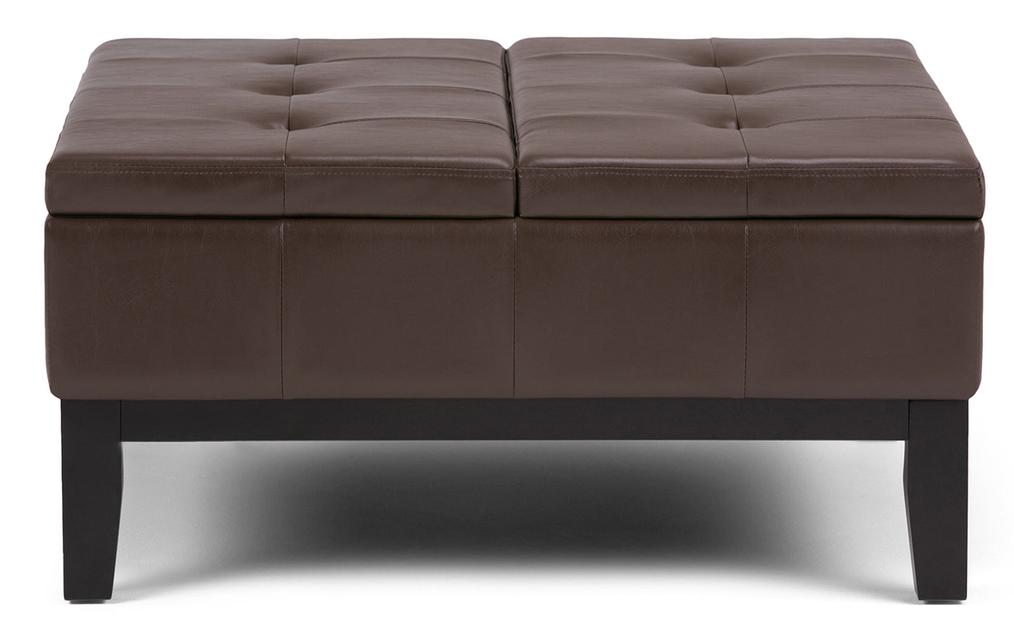 Chocolate Brown Vegan Leather | Dover Square Vegan Leather Coffee Table Storage Ottoman
