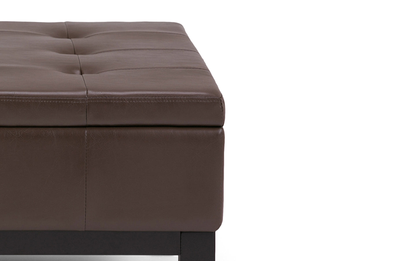 Chocolate Brown Vegan Leather | Dover Square Vegan Leather Coffee Table Storage Ottoman