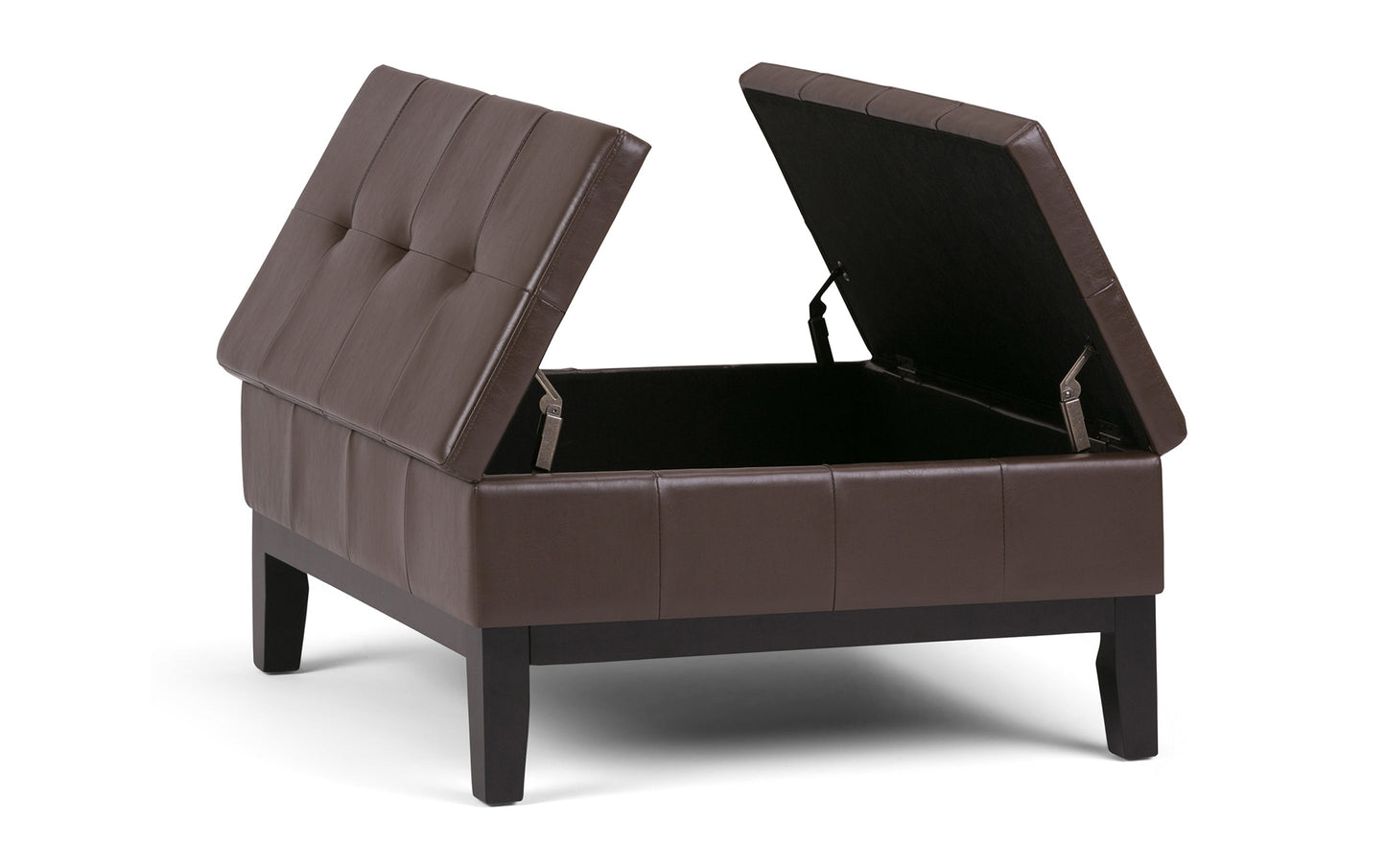 Chocolate Brown Vegan Leather | Dover Square Vegan Leather Coffee Table Storage Ottoman