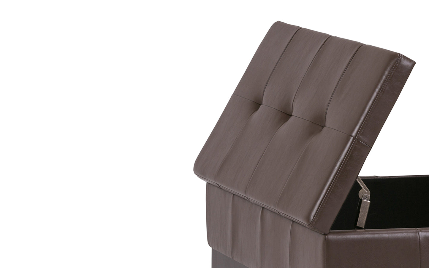 Chocolate Brown Vegan Leather | Dover Square Vegan Leather Coffee Table Storage Ottoman