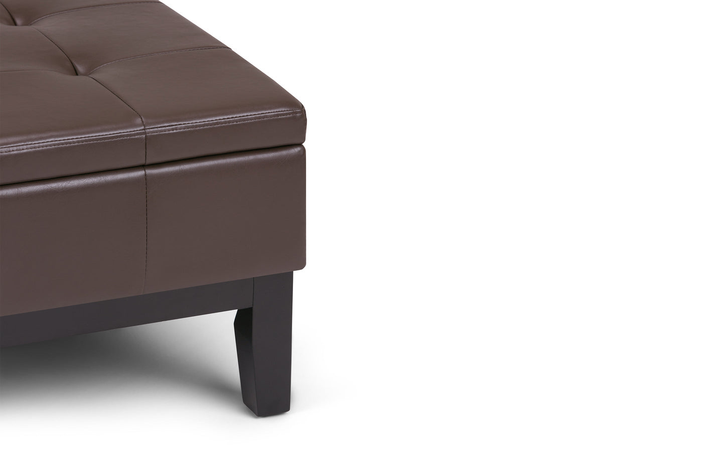 Chocolate Brown Vegan Leather | Dover Square Vegan Leather Coffee Table Storage Ottoman