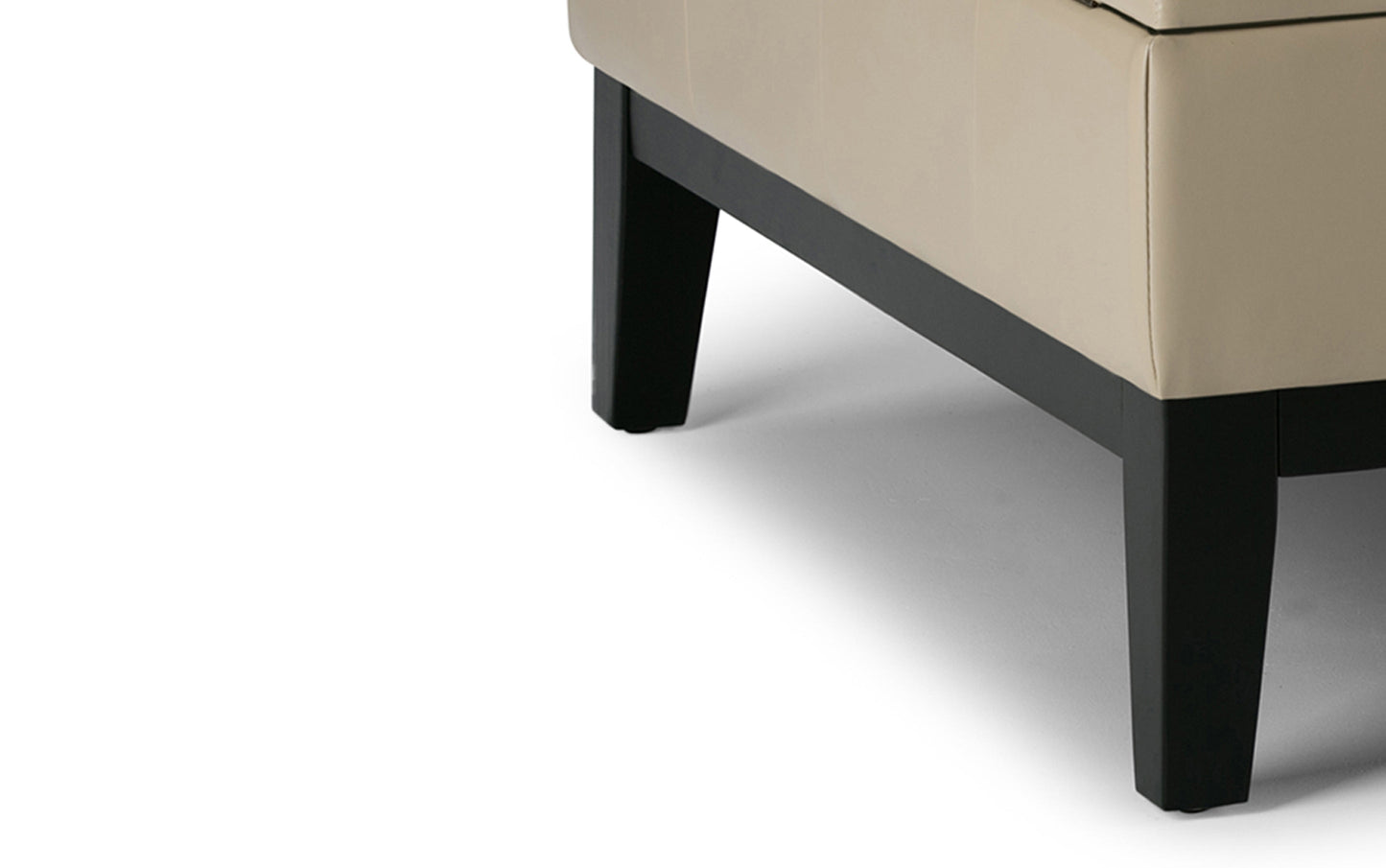 Satin Cream Vegan Leather | Dover Square Vegan Leather Coffee Table Storage Ottoman