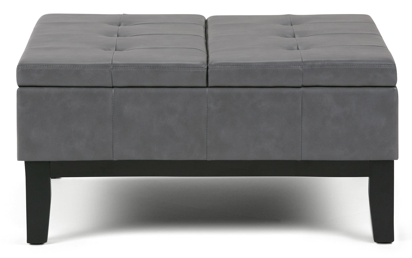 Stone Grey Vegan Leather | Dover Square Vegan Leather Coffee Table Storage Ottoman
