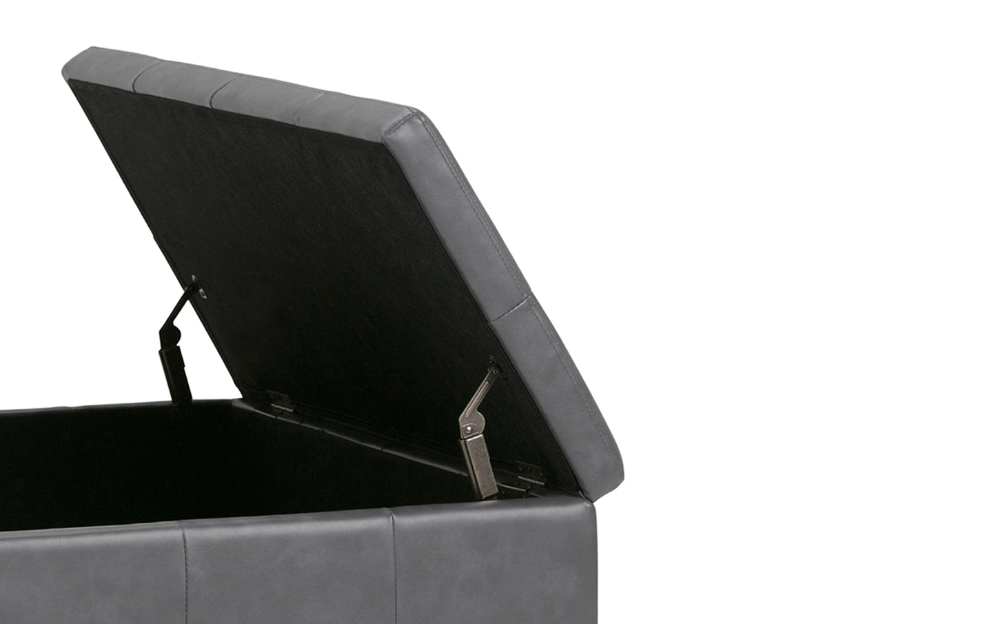 Stone Grey Vegan Leather | Dover Square Vegan Leather Coffee Table Storage Ottoman