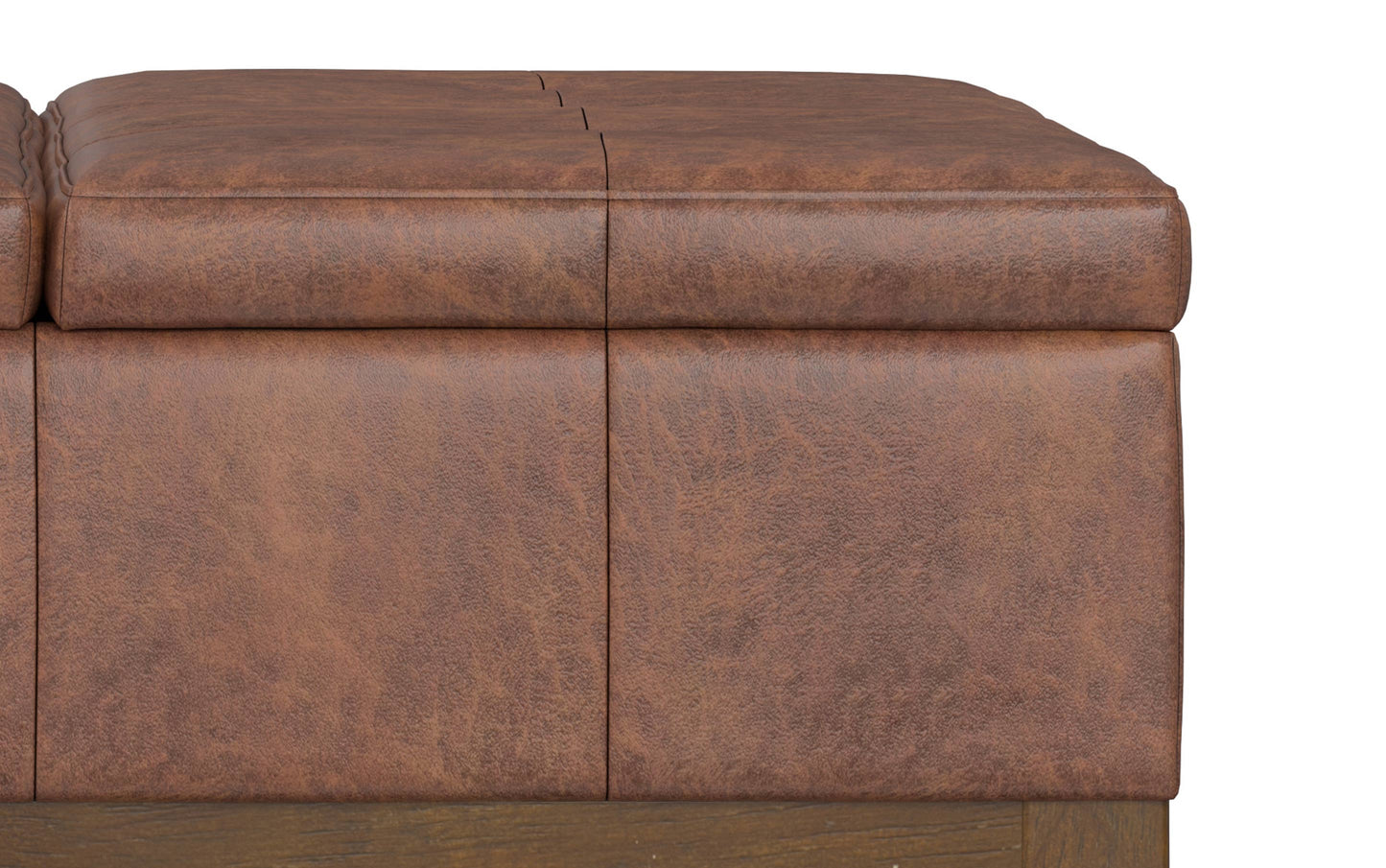 Distressed Saddle Brown Distressed Vegan Leather | Dover Lift Top Coffee Table
