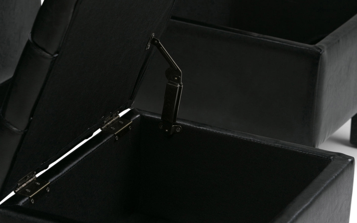 Midnight Black Vegan Leather | Dover 3 piece Vegan Leather Storage Ottoman