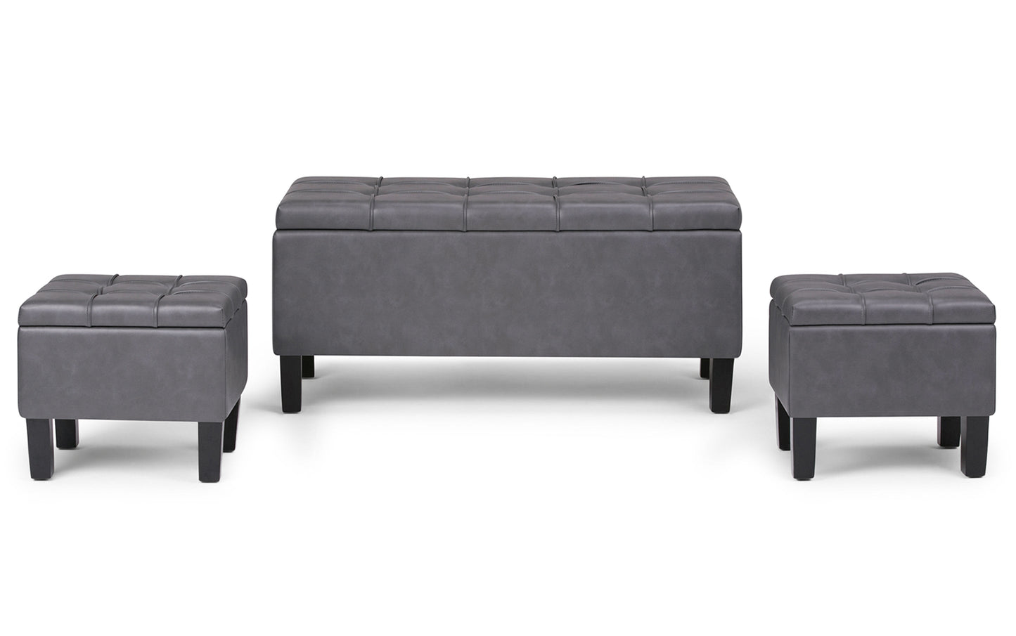Dover 3 Pc Storage Ottoman in Vegan Leather