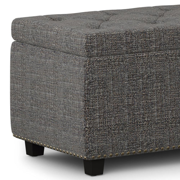 Ebony Tweed Style Fabric | Hamilton Large Storage Ottoman Bench