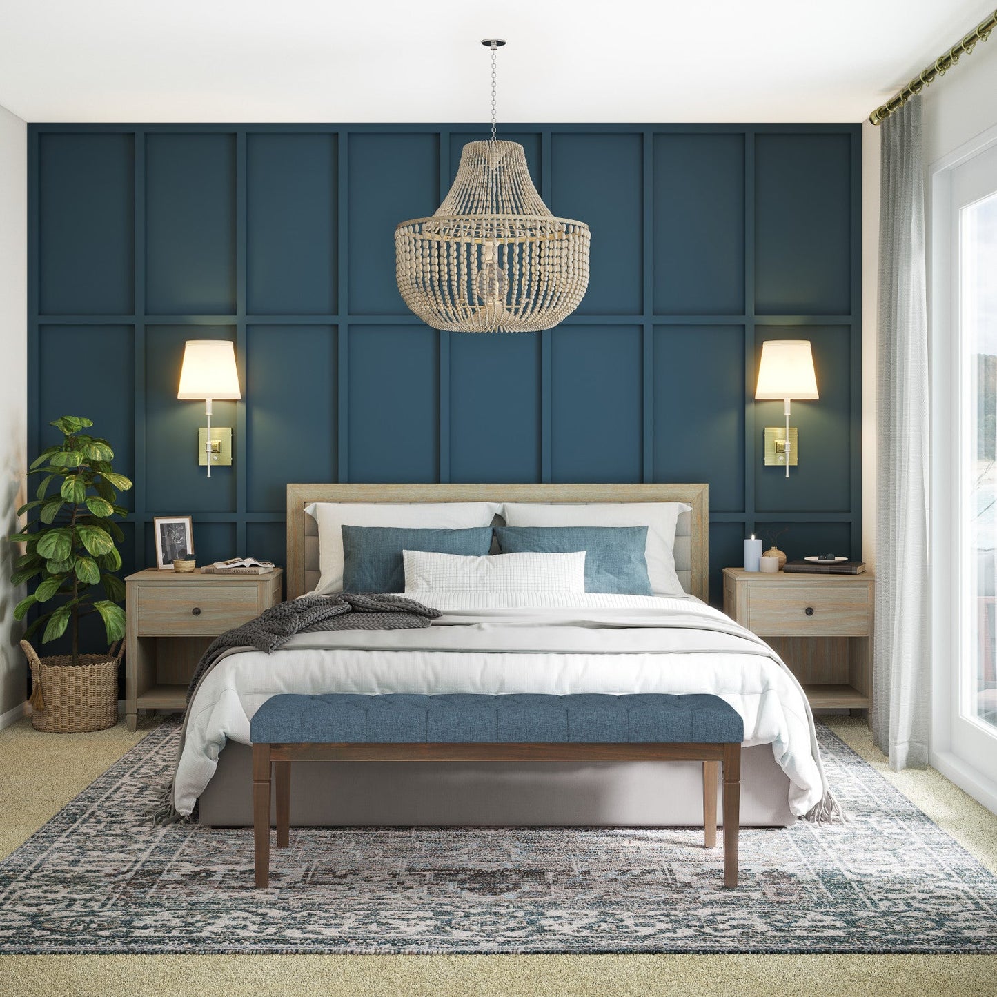 Waverly Ottoman Bench in Denim Blue
