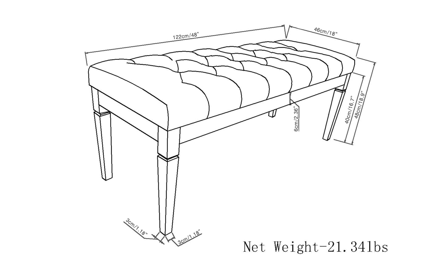 Waverly Ottoman Bench in Distressed Vegan Leather