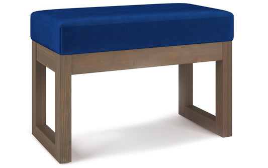 Blue Velvet Fabric | Milltown Footstool Small Ottoman Bench