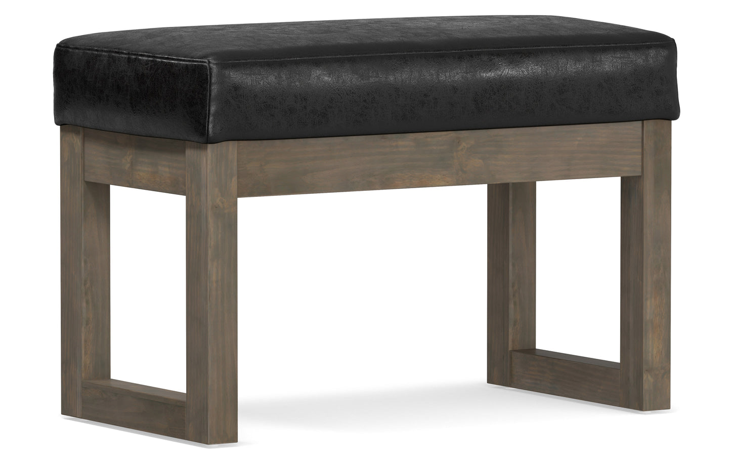 Distressed Black Distressed Vegan Leather | Milltown Footstool Small Ottoman Bench