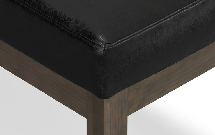 Distressed Black Distressed Vegan Leather | Milltown Footstool Small Ottoman Bench