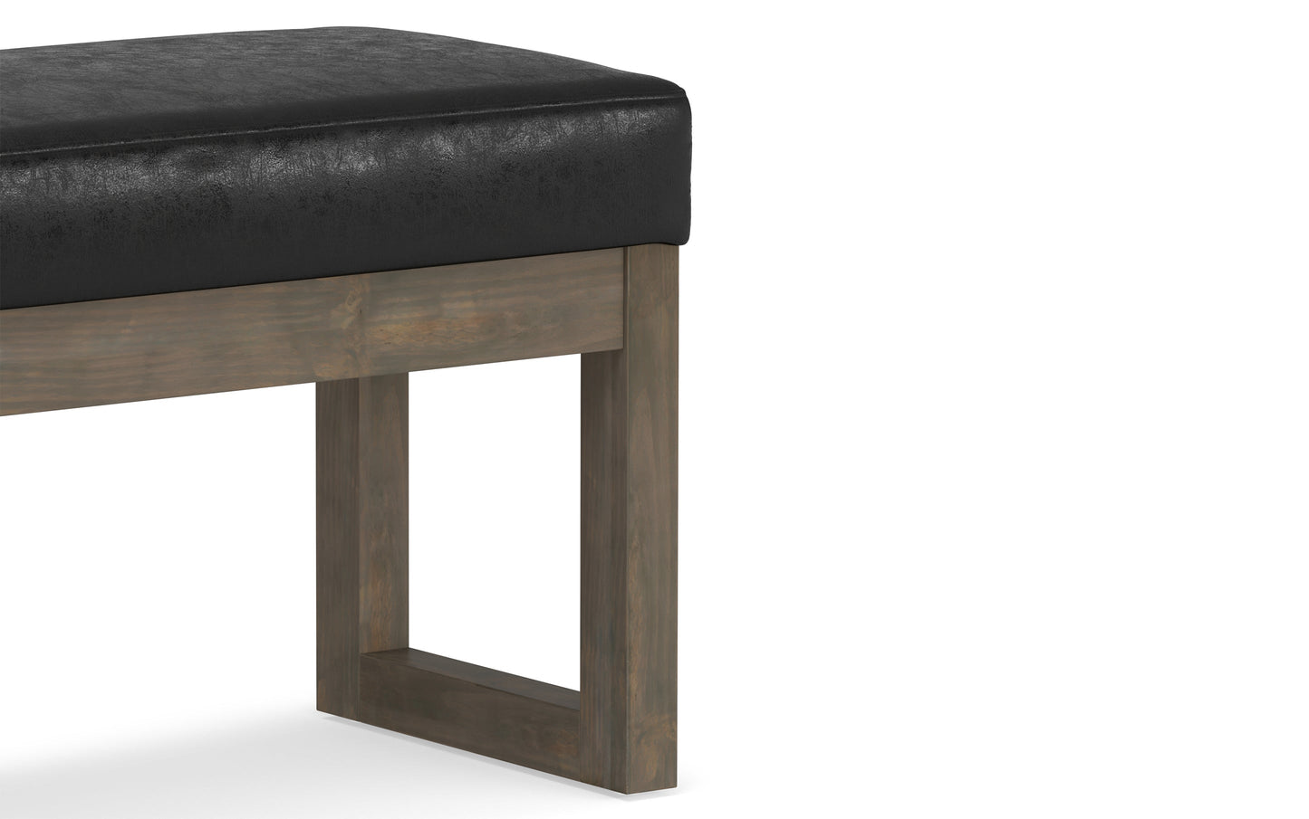 Distressed Black Distressed Vegan Leather | Milltown Footstool Small Ottoman Bench