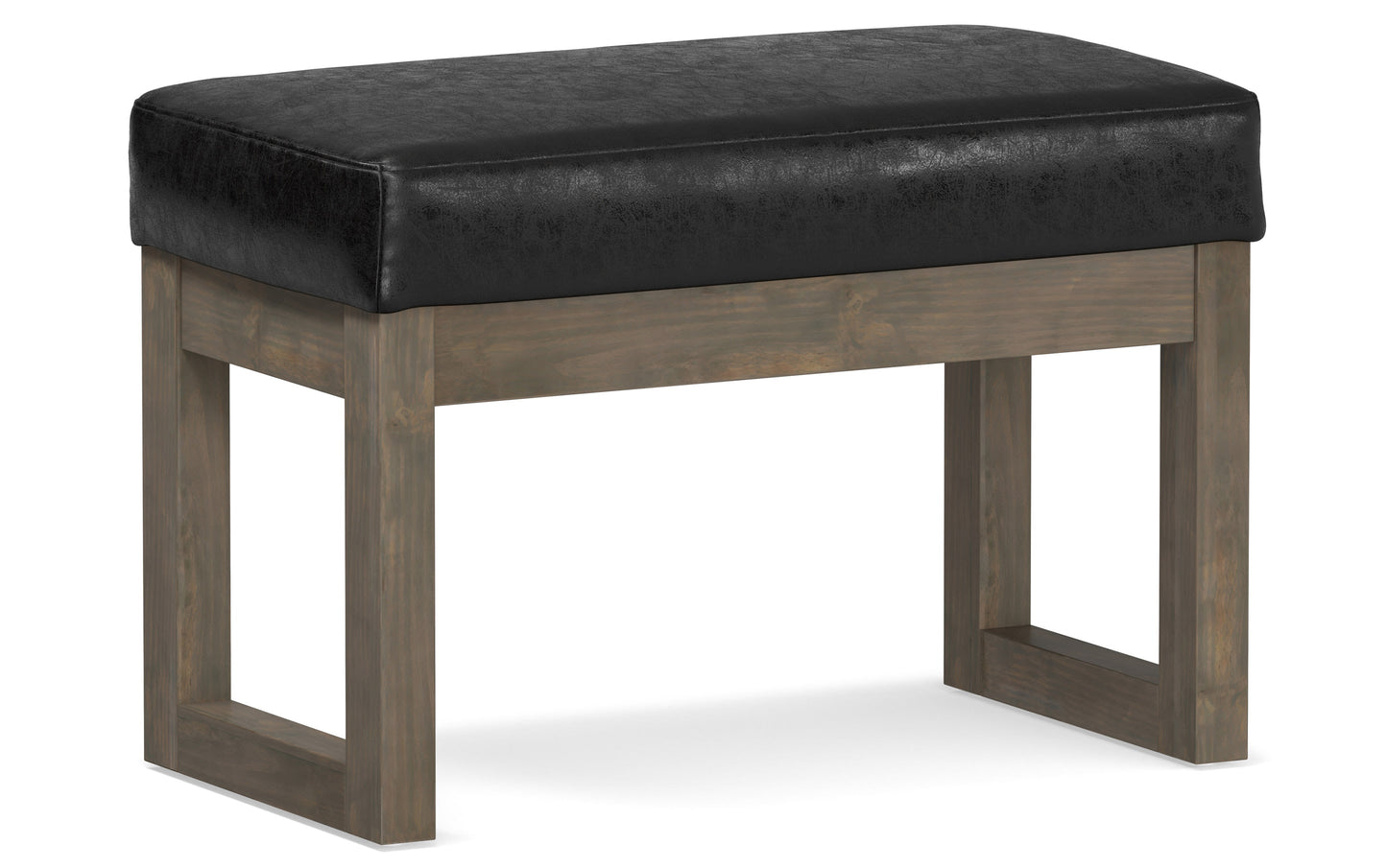Distressed Black Distressed Vegan Leather | Milltown Footstool Small Ottoman Bench