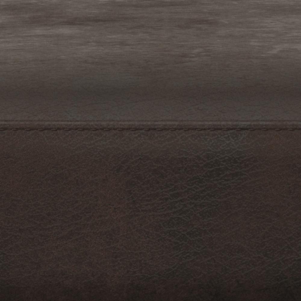 Distressed Dark Brown Distressed Vegan Leather | Milltown Footstool Small Ottoman Bench