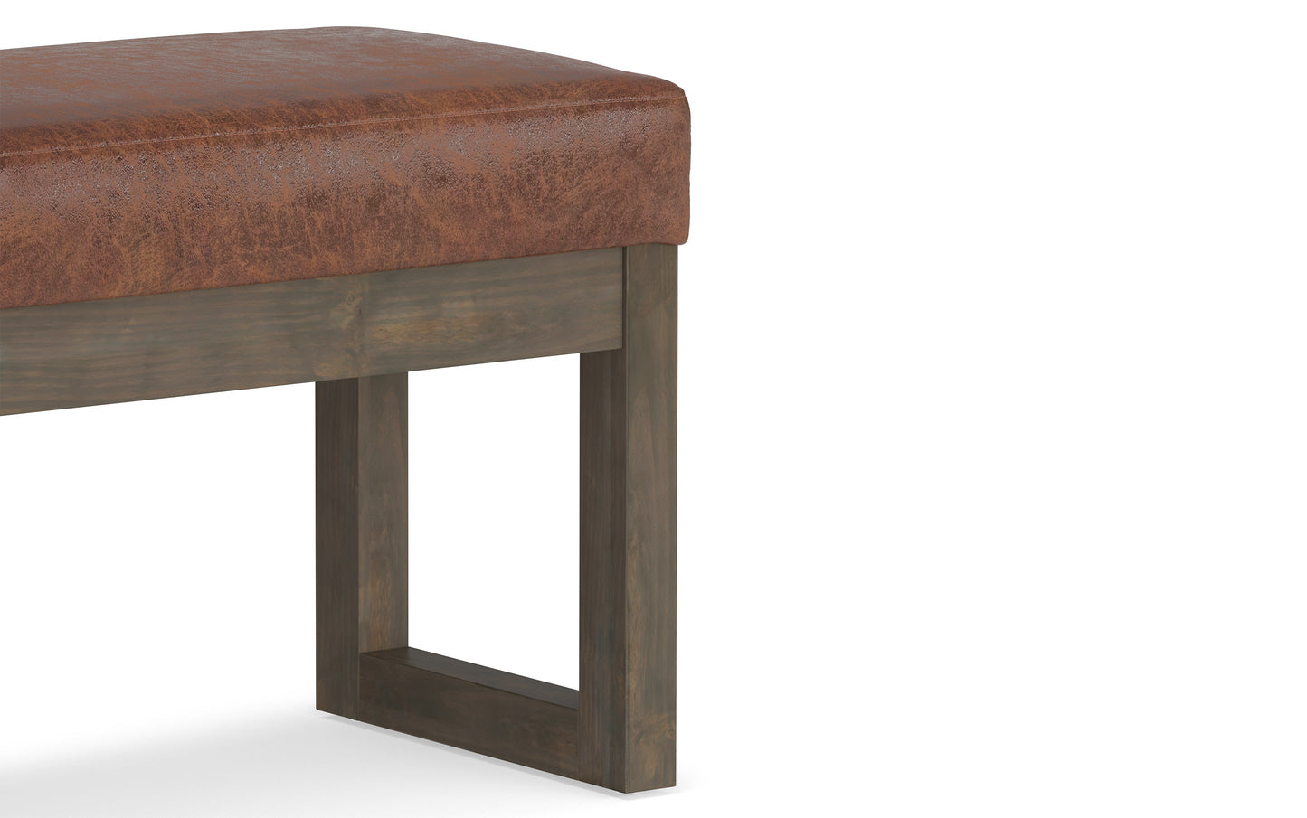 Distressed Saddle Brown Distressed Vegan Leather | Milltown Footstool Small Ottoman Bench