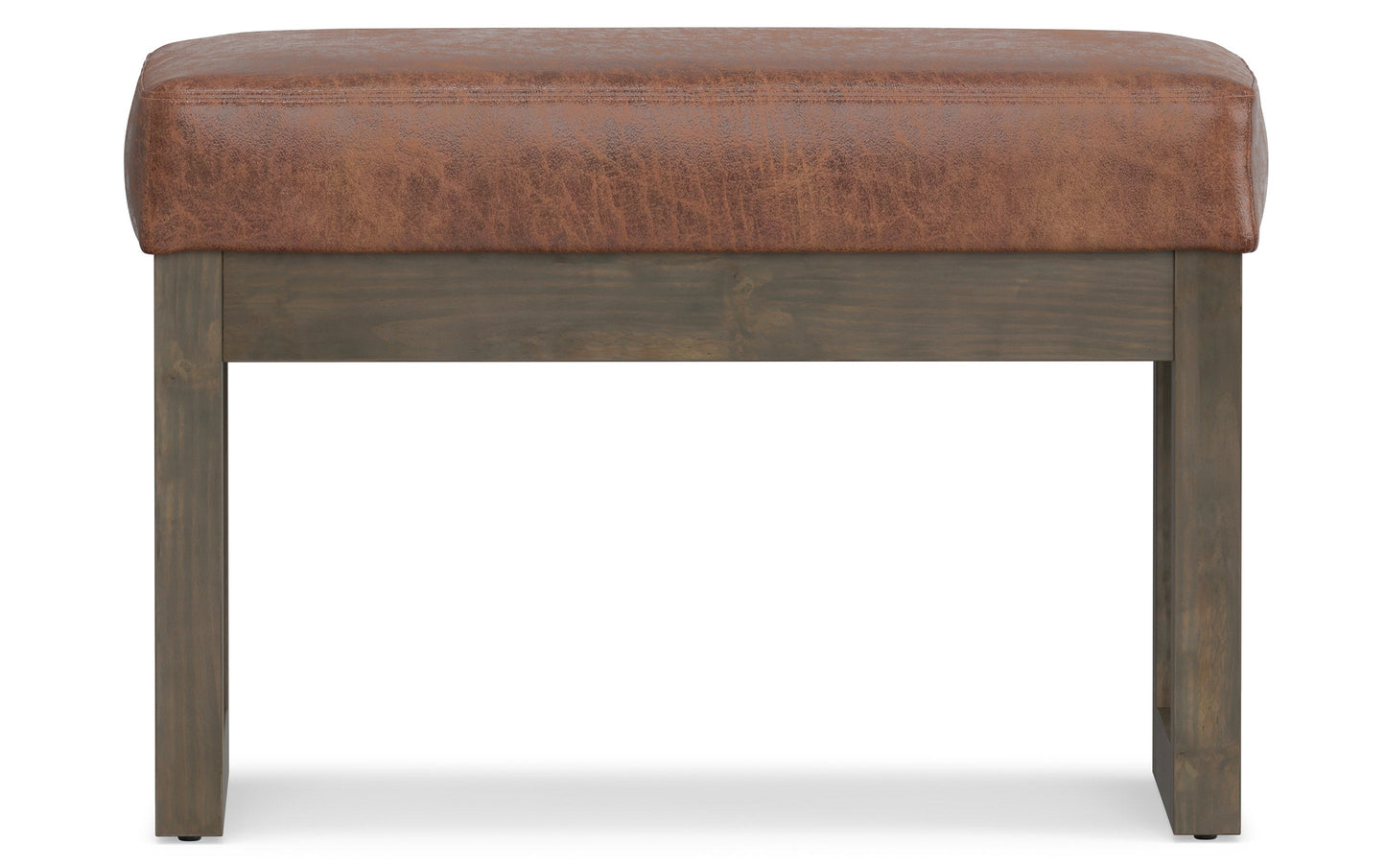 Distressed Saddle Brown Distressed Vegan Leather | Milltown Footstool Small Ottoman Bench