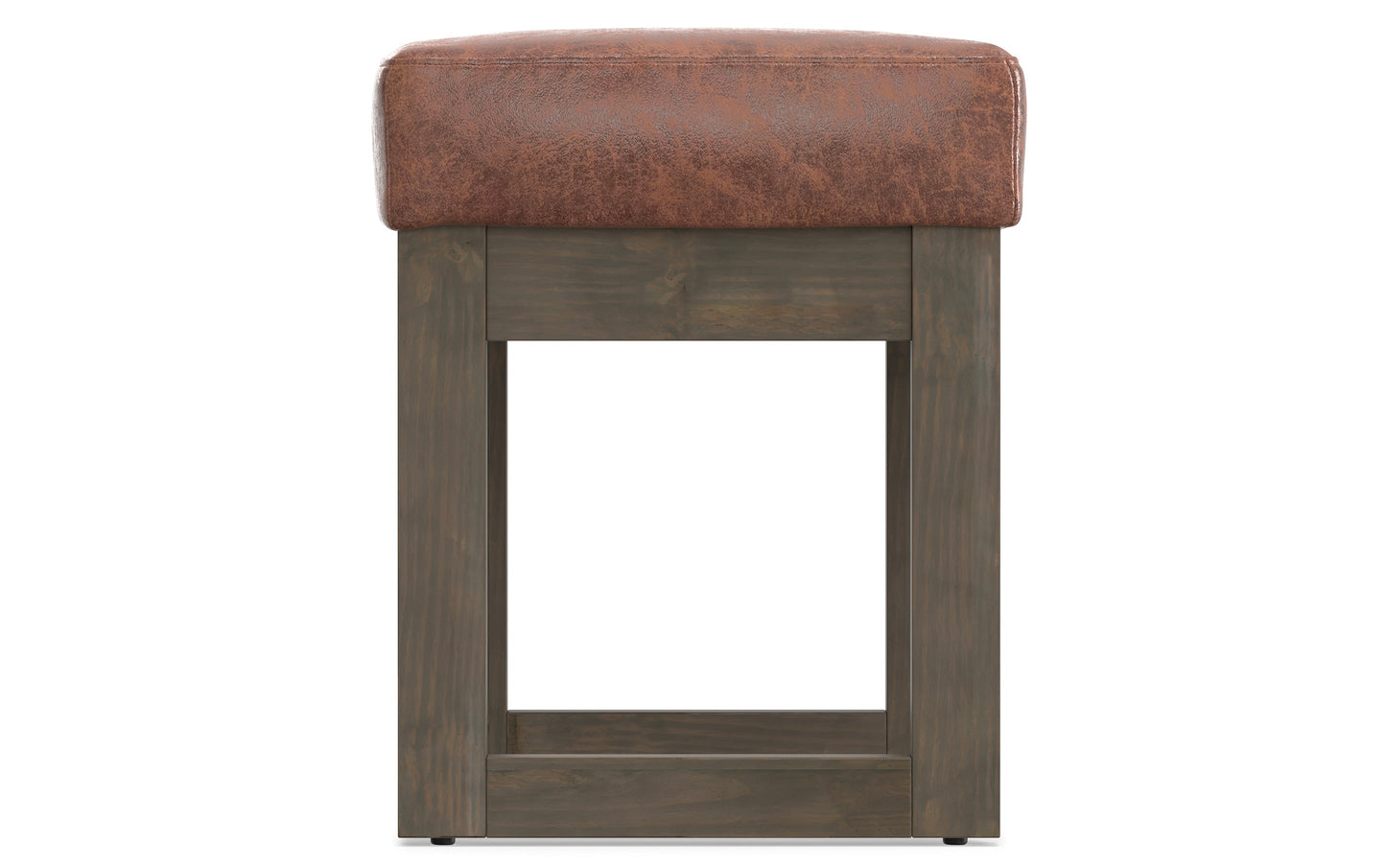 Distressed Saddle Brown Distressed Vegan Leather | Milltown Footstool Small Ottoman Bench