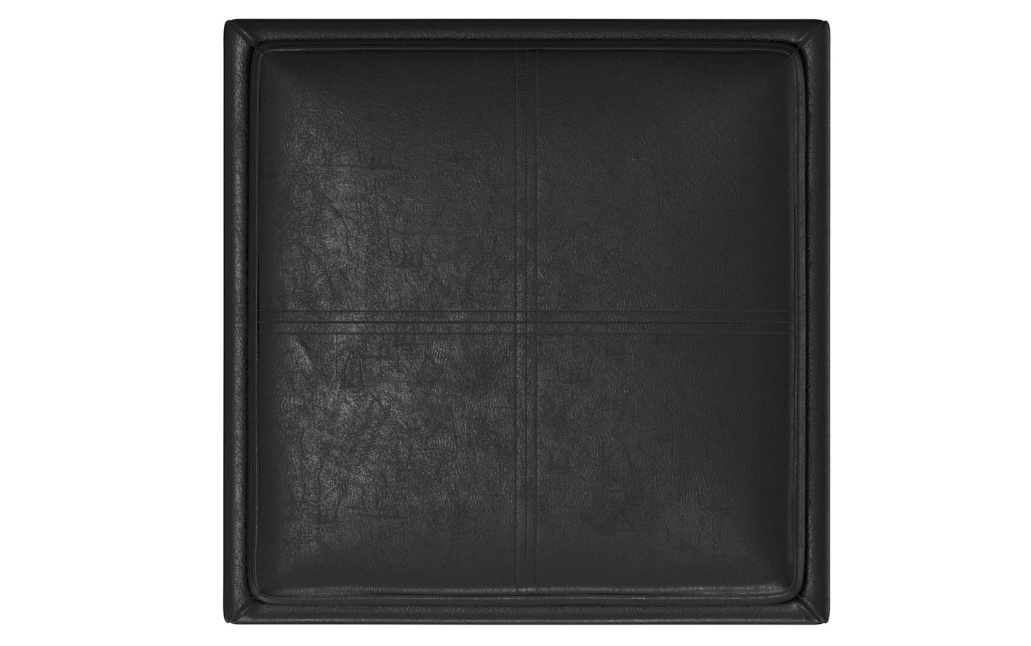 Distressed Black Distressed Vegan Leather | Rockwood Vegan Leather Cube Storage Ottoman with Tray