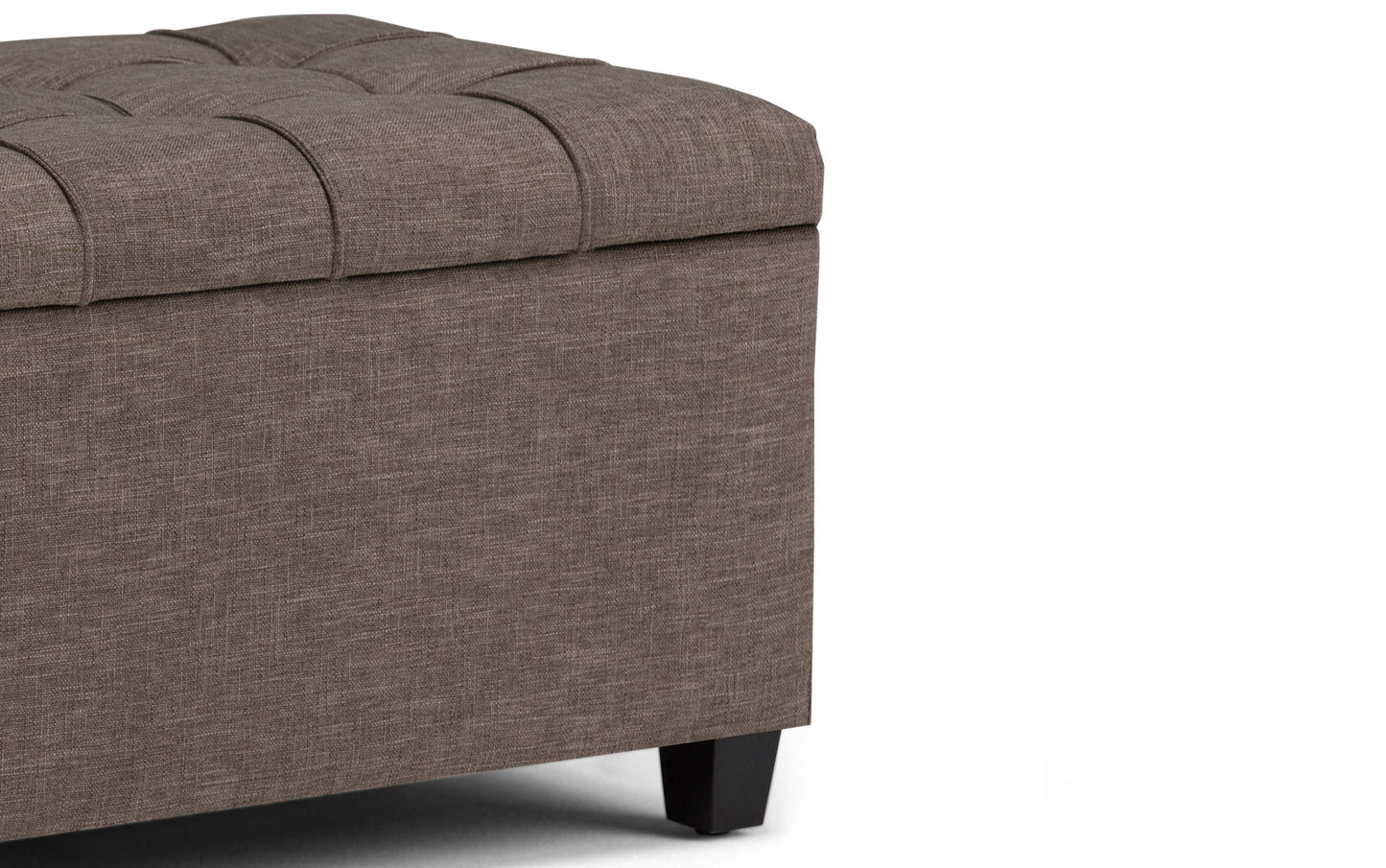 Fawn Brown Linen Style Fabric | Sienna Storage Ottoman Bench