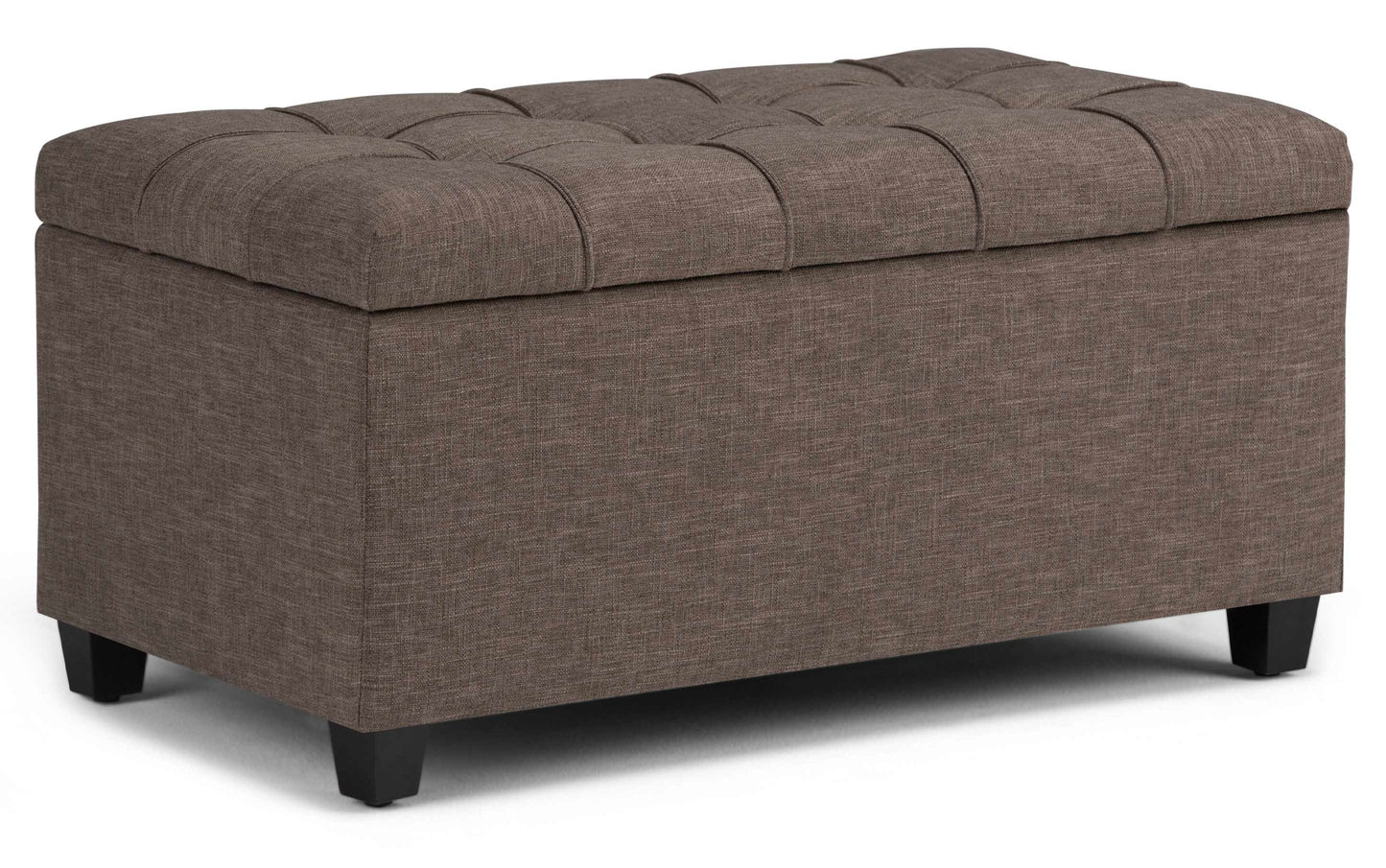 Fawn Brown Linen Style Fabric | Sienna Storage Ottoman Bench