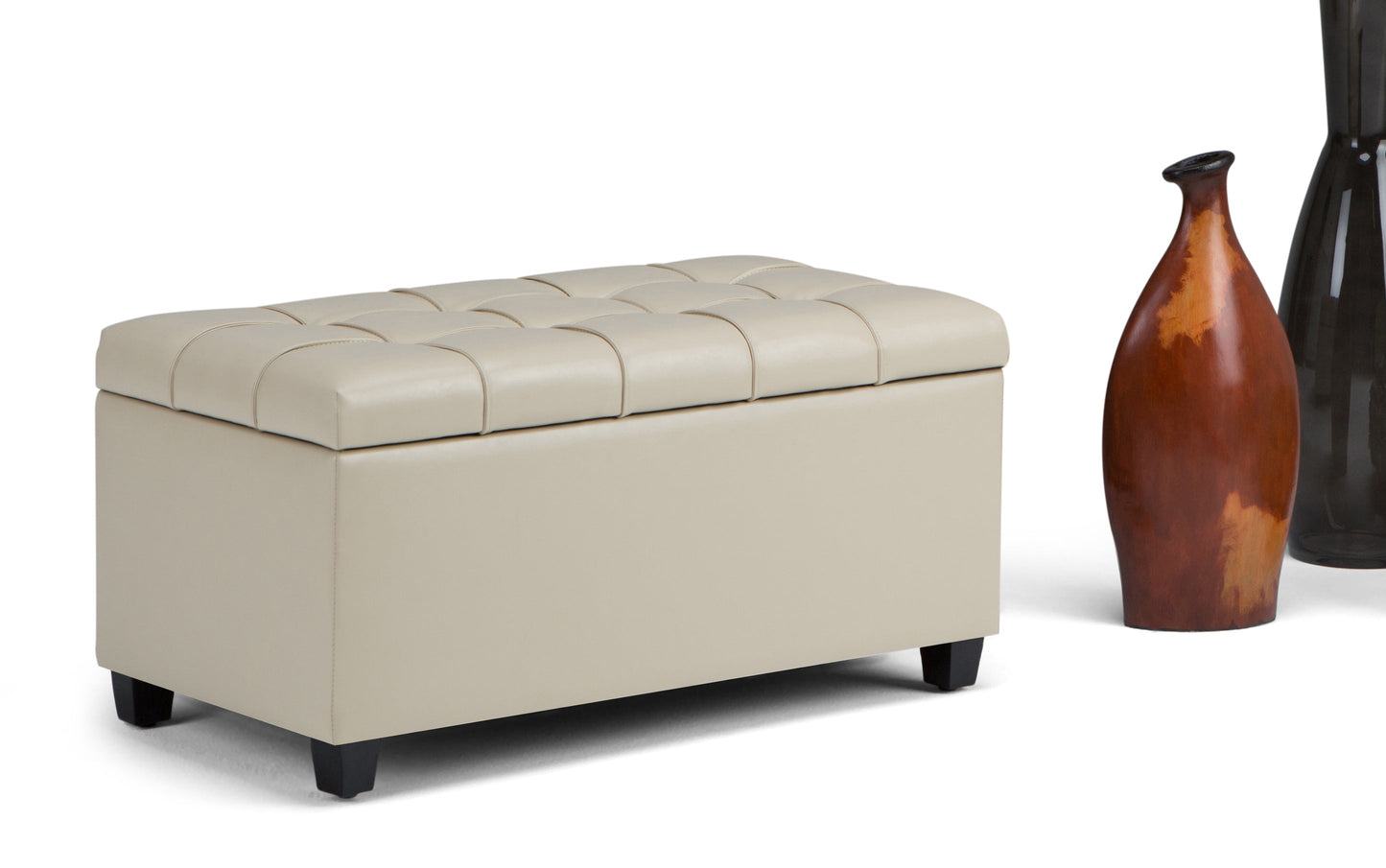 Sienna Storage Ottoman in Vegan Leather