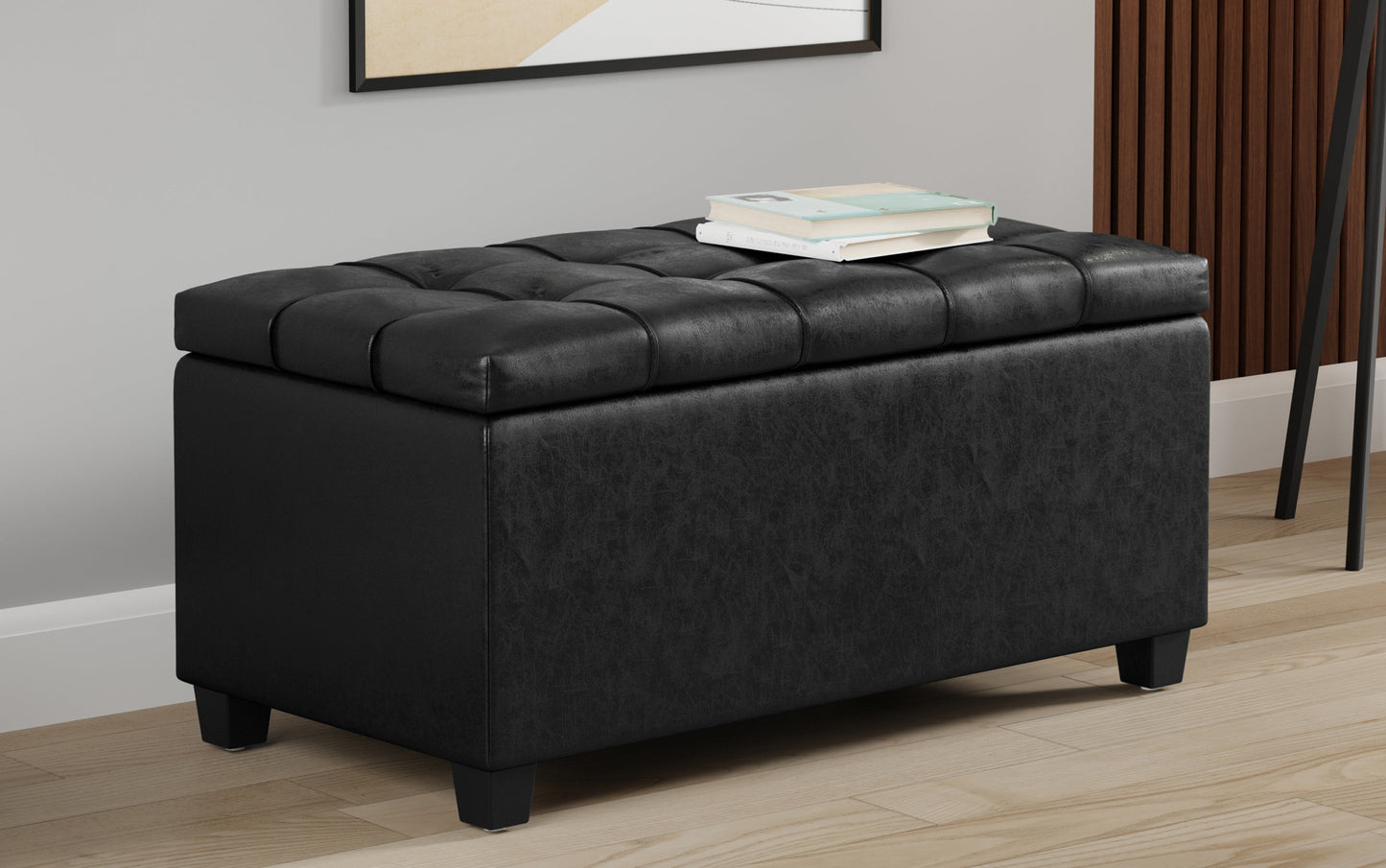 Sienna Storage Ottoman in Distressed Vegan Leather