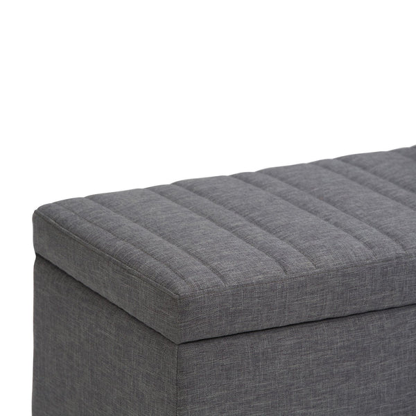 Slate Grey Linen Style Fabric | Darcy Storage Ottoman Bench