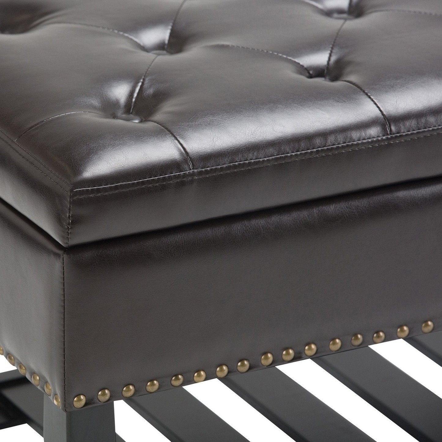 Tanners Brown Vegan Leather | Lomond Storage Ottoman Bench