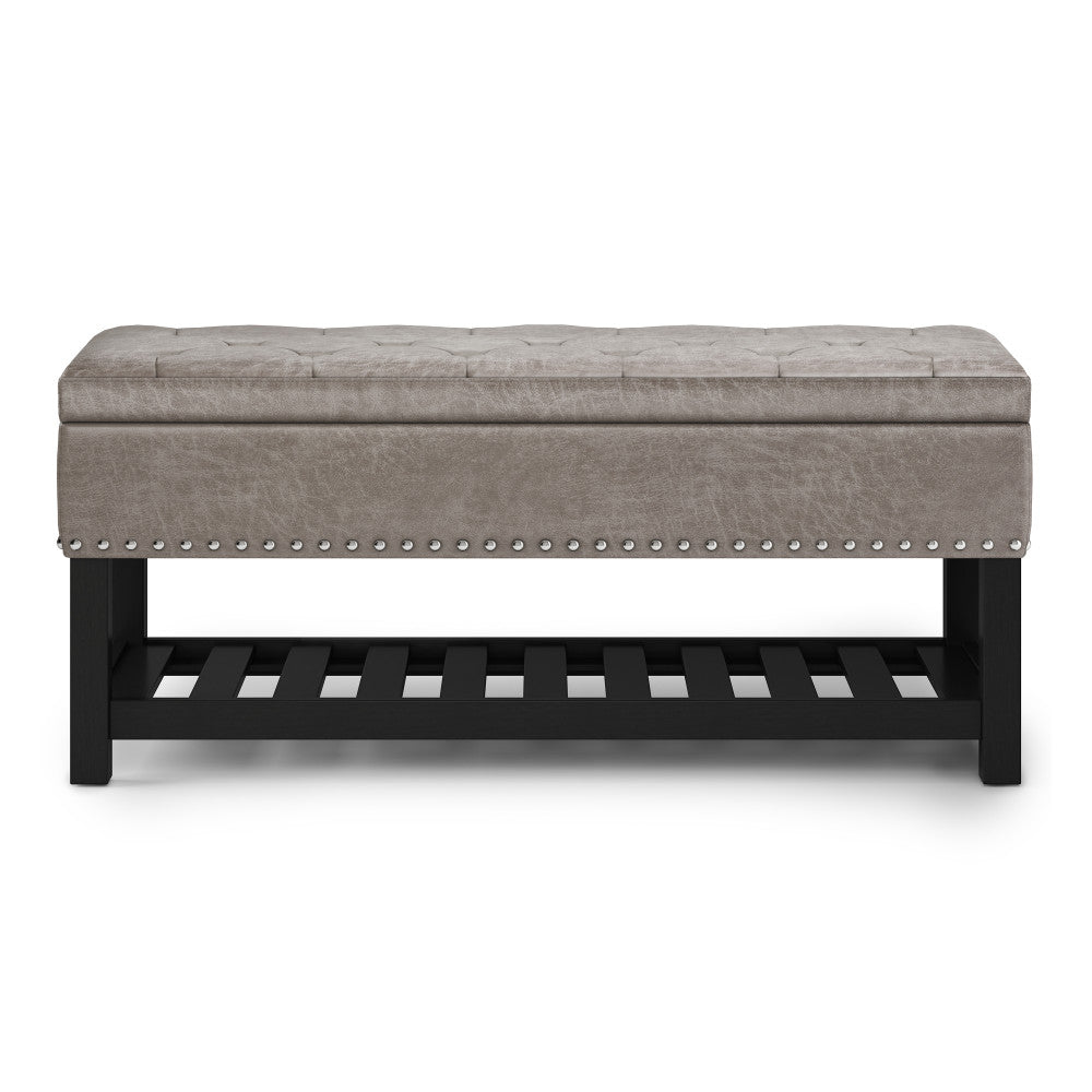  Distressed Grey Taupe Distressed Vegan Leather | Lomond Ottoman Bench in Distressed Vegan Leather