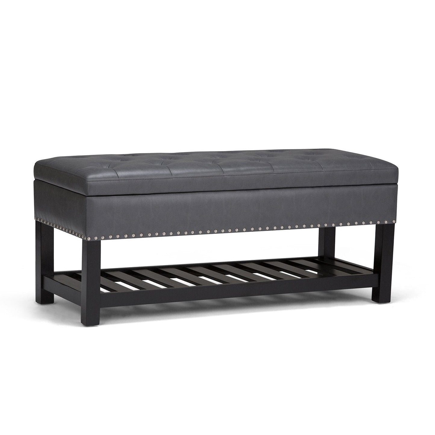 Stone Grey Vegan Leather | Lomond Storage Ottoman Bench
