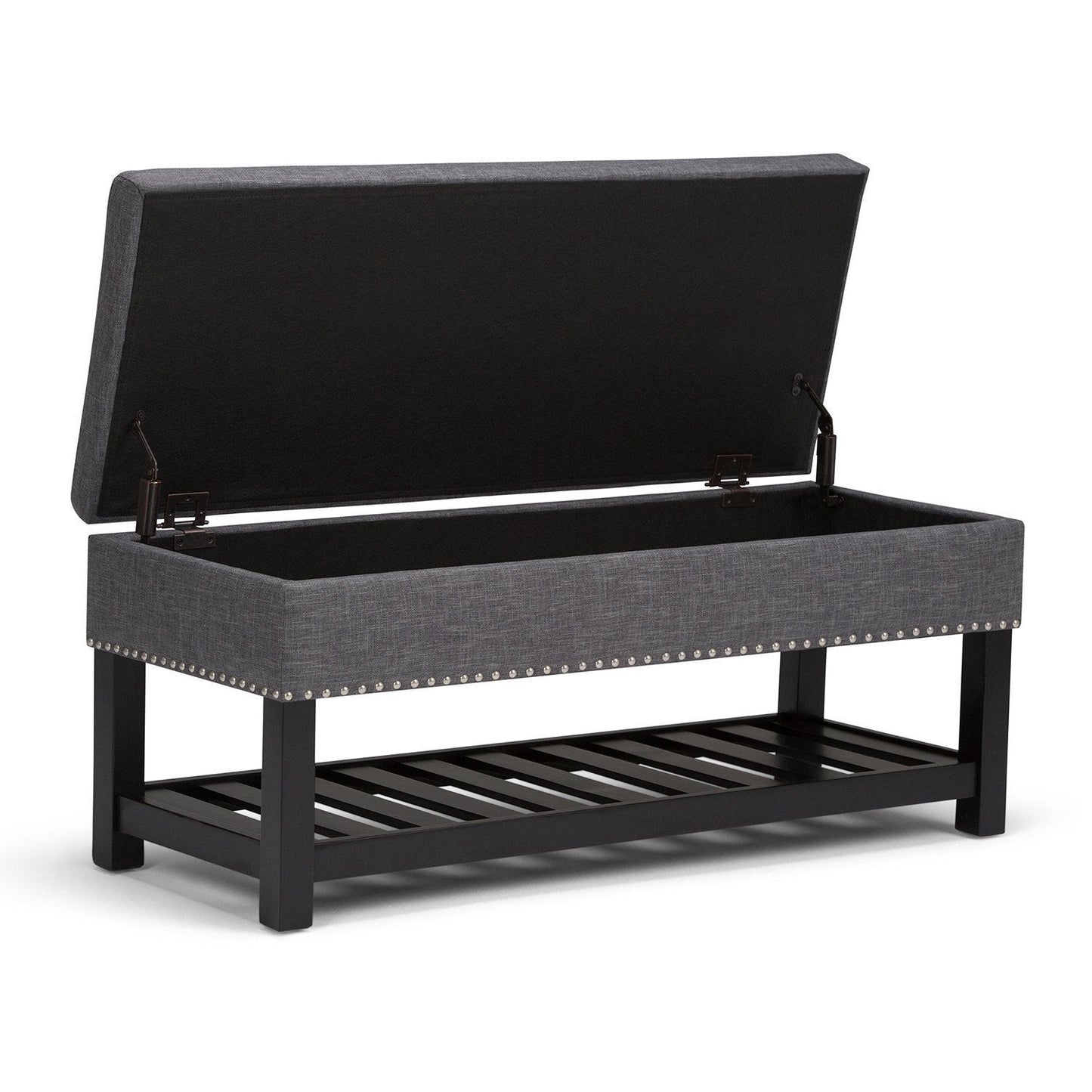 Slate Grey Linen Style Polyester | Lomond Storage Ottoman Bench