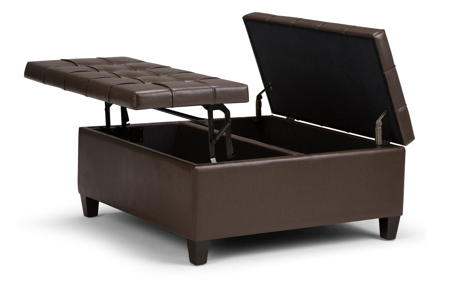 Chocolate Brown Vegan Leather | Harrison Coffee Table Storage Ottoman