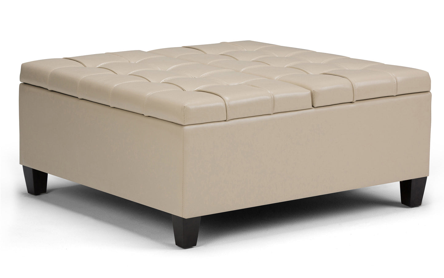 Satin Cream Vegan Leather | Harrison Coffee Table Storage Ottoman