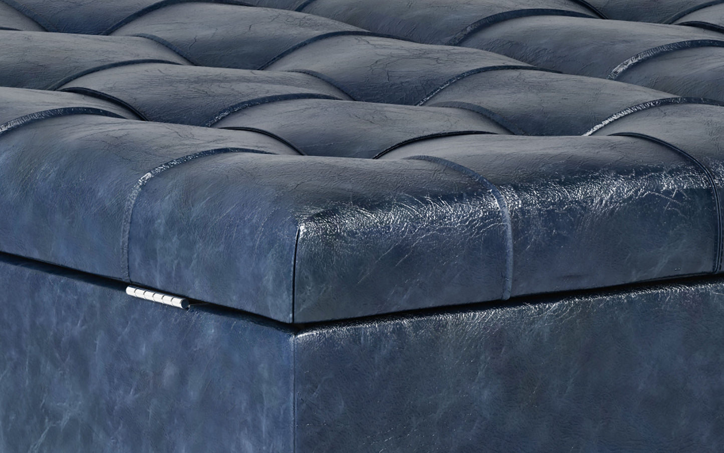 Denim Blue Vegan Leather | Harrison Coffee Table Storage Ottoman