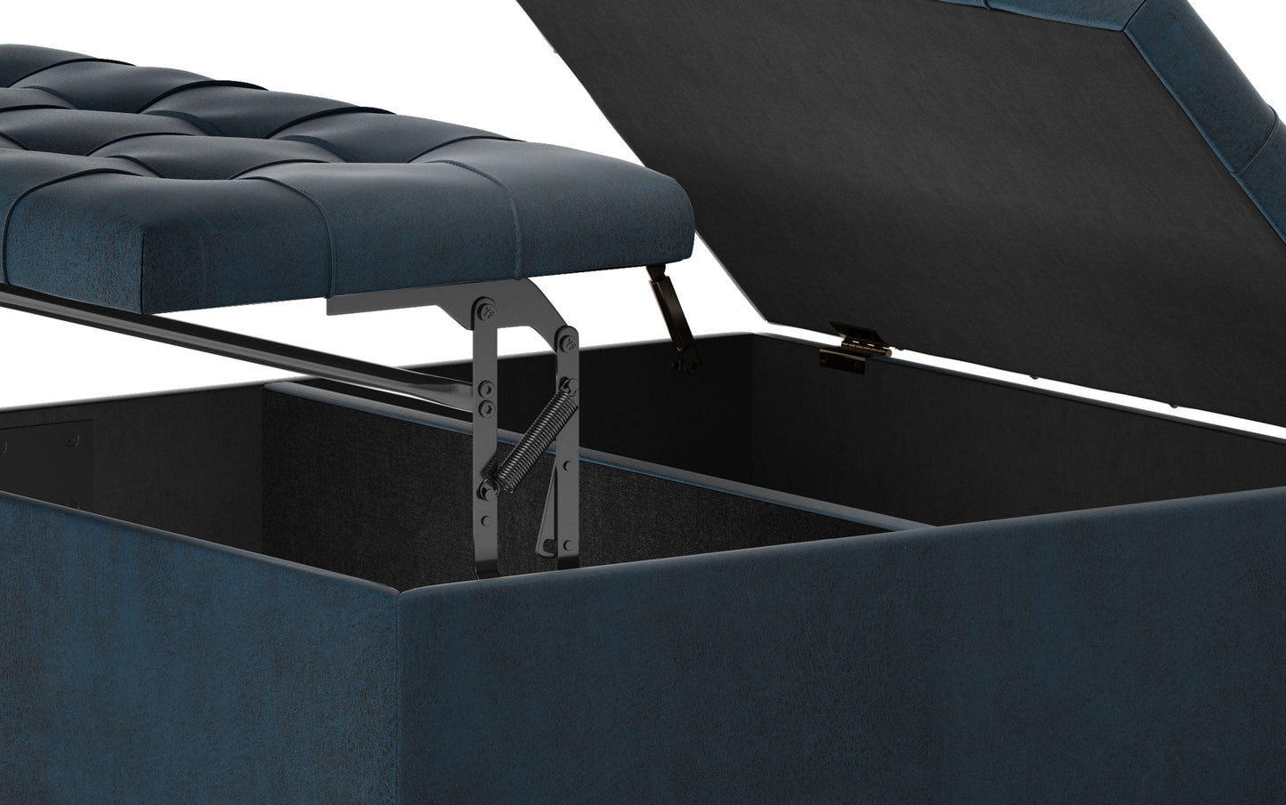 Distressed Dark Blue Distressed Vegan Leather | Harrison Coffee Table Storage Ottoman