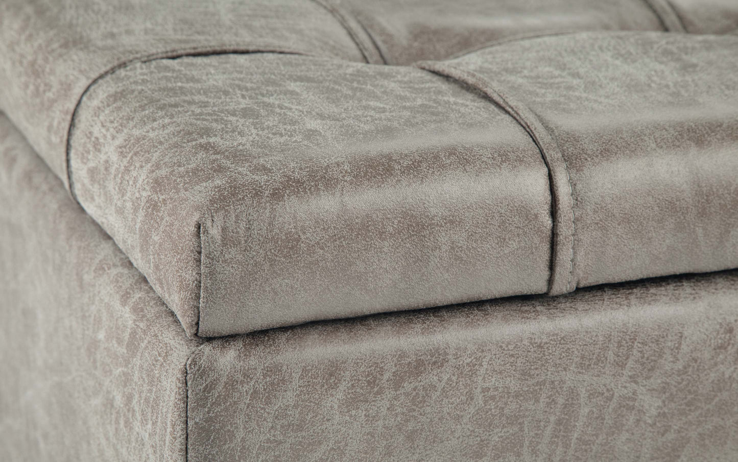Distressed Grey Taupe Distressed Vegan Leather | Harrison Coffee Table Storage Ottoman