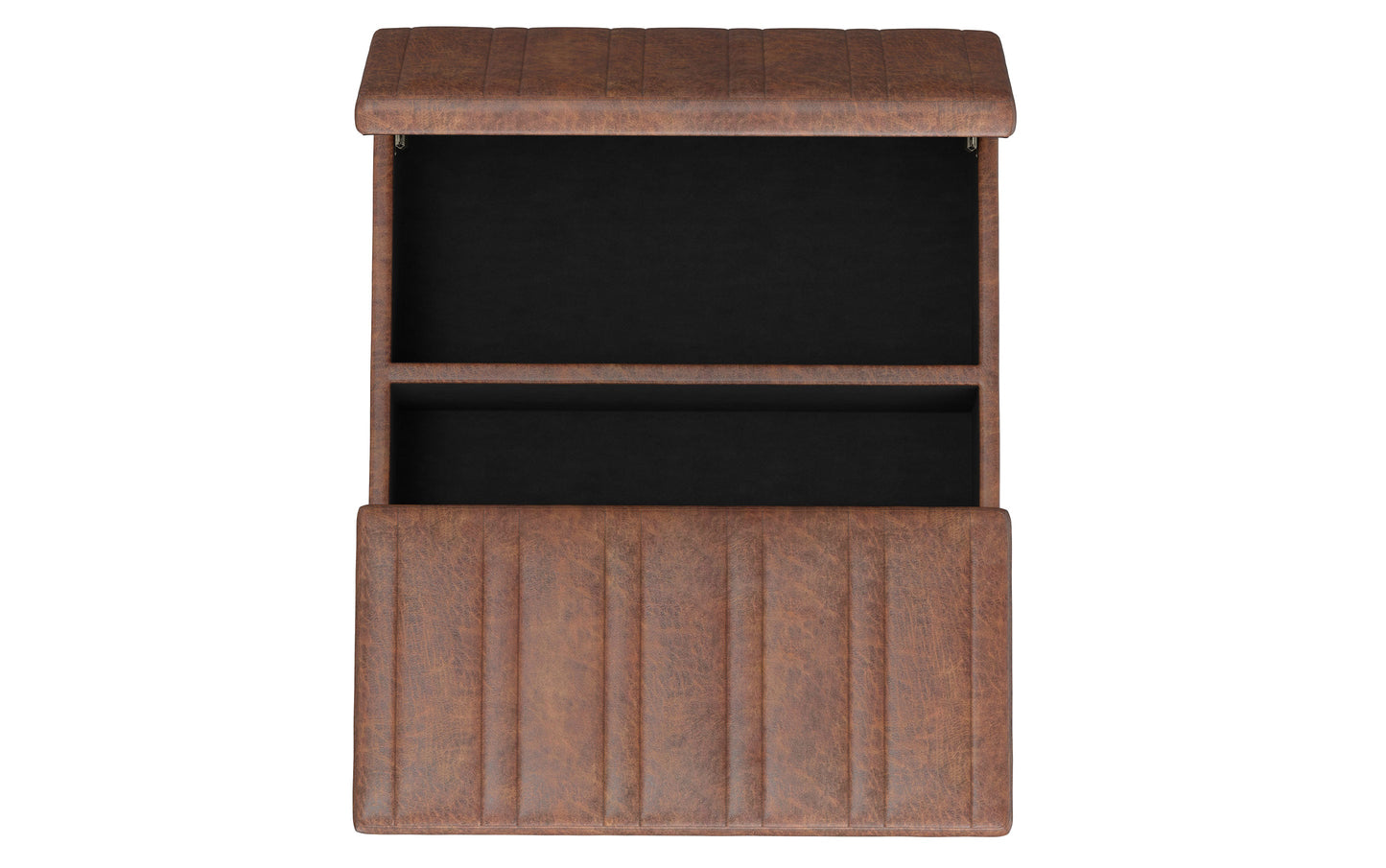 Distressed Saddle Brown Distressed Vegan Leather | Ellis Table Ottoman in Distressed Vegan Leather