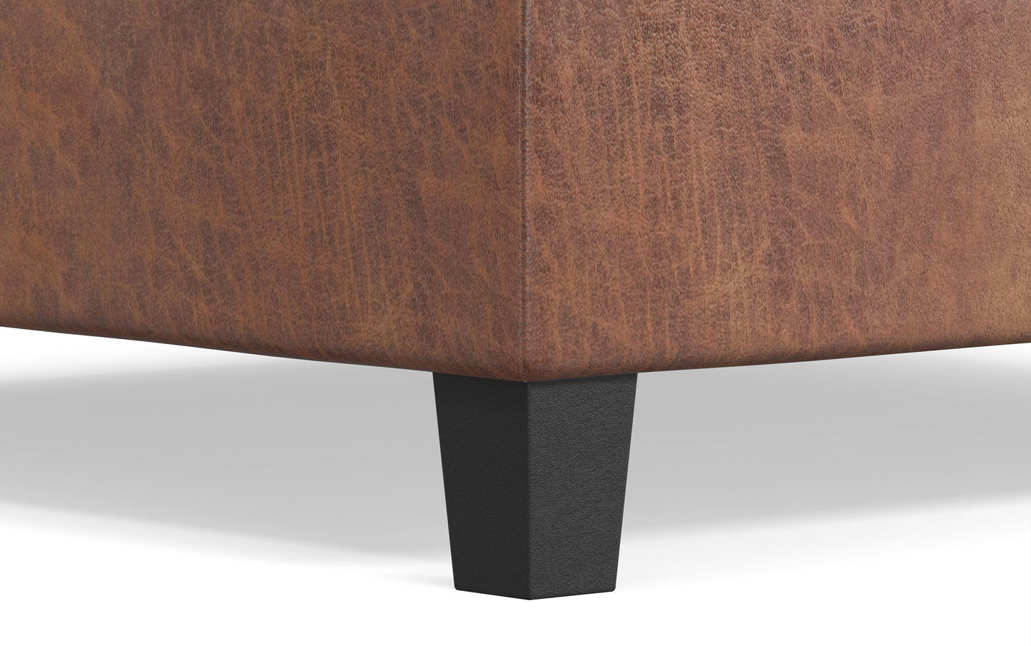 Distressed Saddle Brown Distressed Vegan Leather | Ellis Table Ottoman in Distressed Vegan Leather