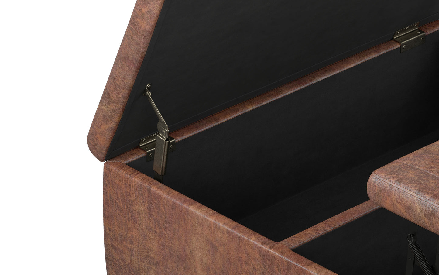 Distressed Saddle Brown Distressed Vegan Leather | Ellis Table Ottoman in Distressed Vegan Leather
