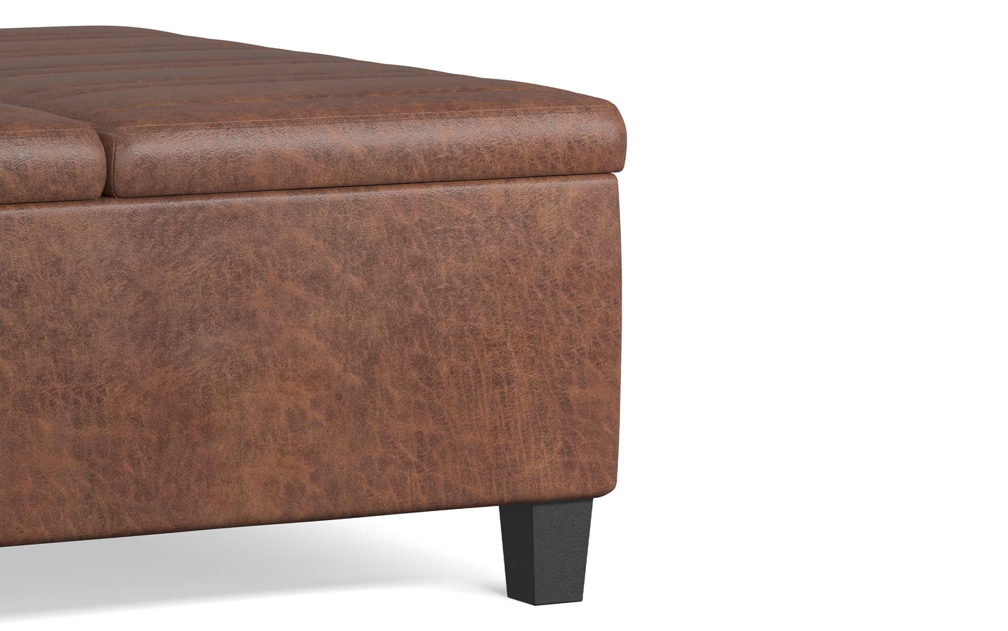 Distressed Saddle Brown Distressed Vegan Leather | Ellis Table Ottoman in Distressed Vegan Leather