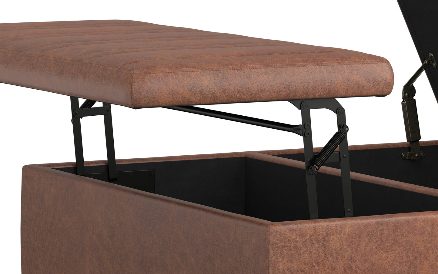 Distressed Saddle Brown Distressed Vegan Leather | Ellis Table Ottoman in Distressed Vegan Leather