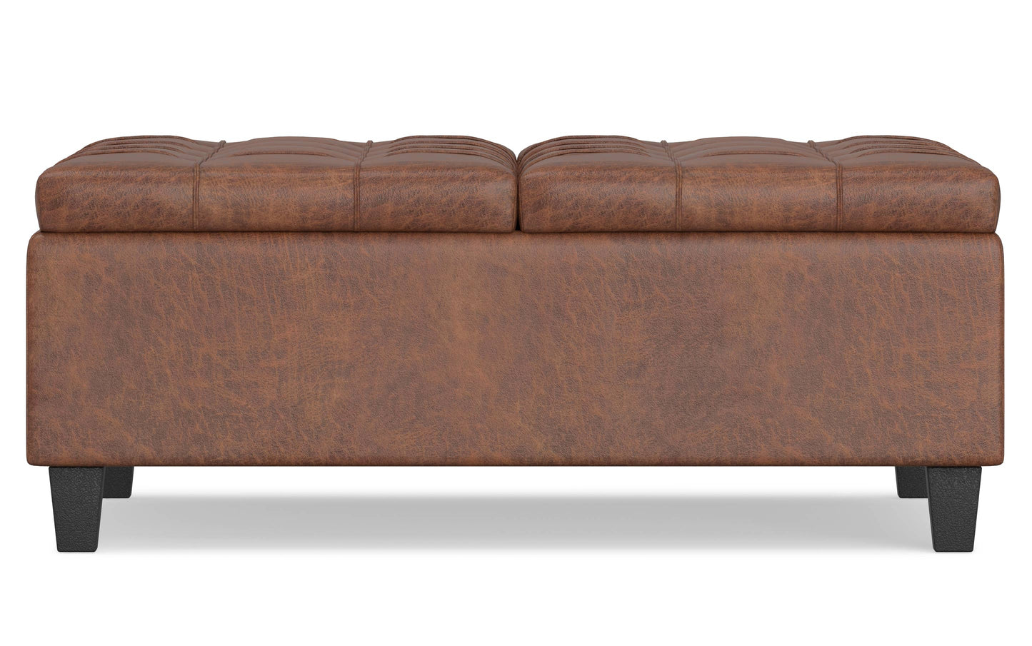 Distressed Saddle Brown Distressed Vegan Leather | Ellis Table Ottoman in Distressed Vegan Leather